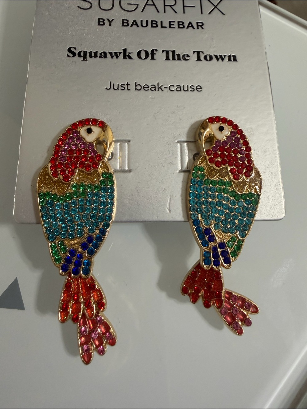 BaubleBar Sugarfix 'Squawk Of The Town' Rainbow Parrot Crystal Drop Earrings